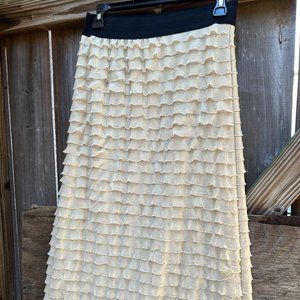Cream Ruffled Forgiving Pencil Skirt
